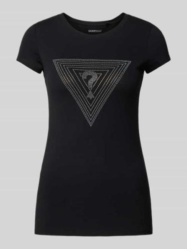 Slim fit T-shirt met strass-steentjes