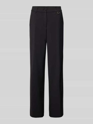 Wide leg stoffen broek met labelapplicatie