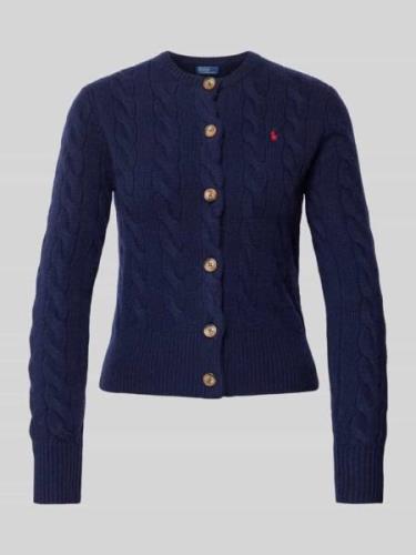 Wollen cardigan met kabelpatroon