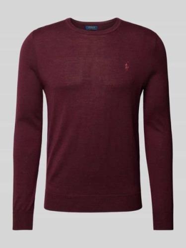 Slim fit gebreide pullover van zuivere wol