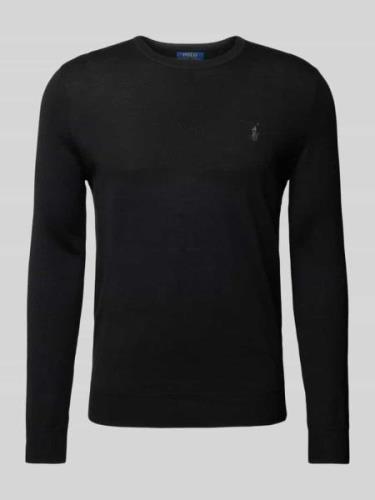 Slim fit gebreide pullover van zuivere wol