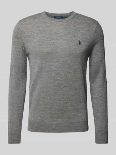 Slim fit gebreide pullover van zuivere wol