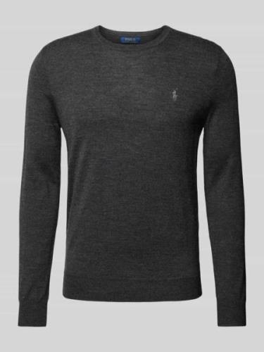 Slim fit gebreide pullover van zuivere wol