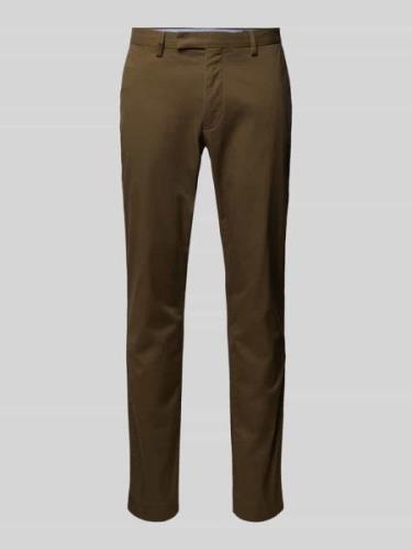 Slim stretch fit chino met riemlussen