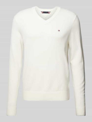 Gebreide pullover met logostitching, model 'PIMA'