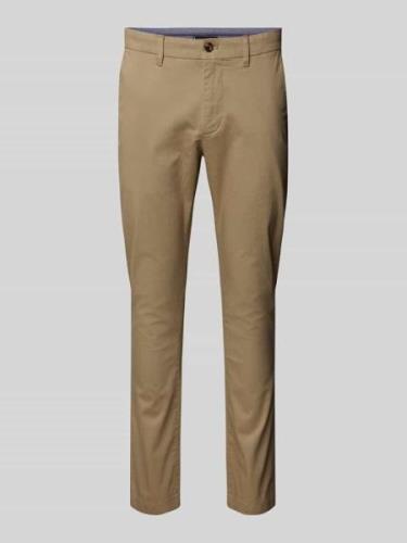 Slim fit chino met knoop- en ritssluiting, model 'BLEECKER'