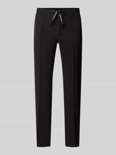 Slim fit pantalon met vaste persplooien