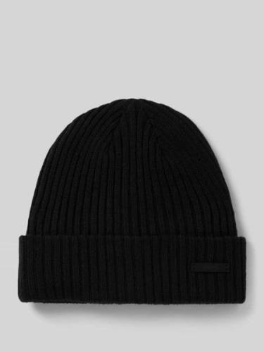 Beanie met labeldetail, model 'WILBERT'