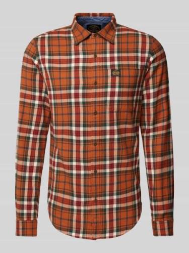 Slim fit vrijetijdsoverhemd met labelpatch, model 'Lumberjack'