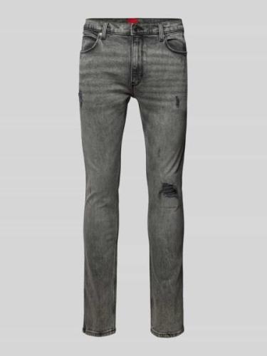 Skinny fit jeans in destroyed-look, model 'HUGO 734'