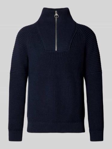 Gebreide pullover met korte ritssluiting, model 'KAALVES'