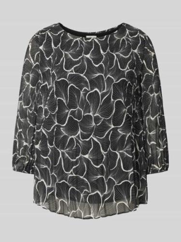 Plisséblouse met all-over motief