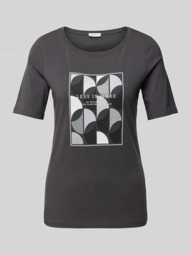 Slim fit T-shirt van katoen met stretch en print aan de voorkant