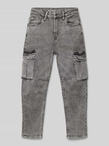 Jeans met 5-pocketmodel met opgestikte klepzakken