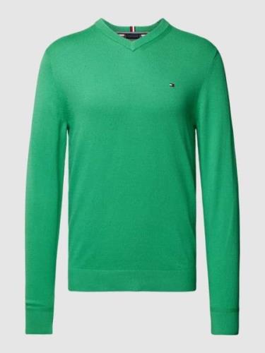 Gebreide pullover met V-hals, model 'PIMA'