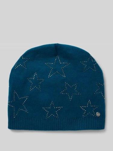 Beanie met labeldetail en wol