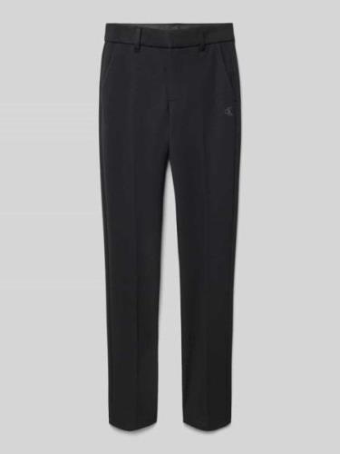 Tailored fit broek van viscosemix met bandplooien, model 'PUNTO'