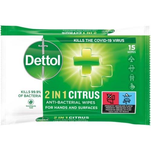 Dettol 2in1 Anti-Bacterial Wipes For Hand And Surfaces 15 St.