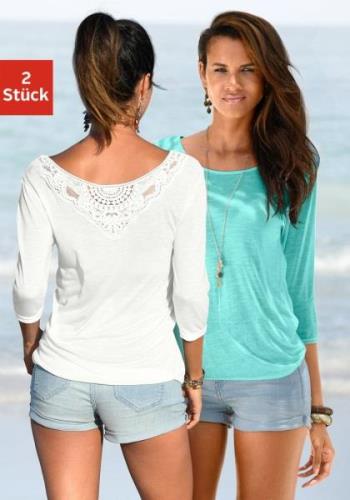 NU 20% KORTING: Beachtime Shirt met 3/4-mouwen met leuk kanten detail ...