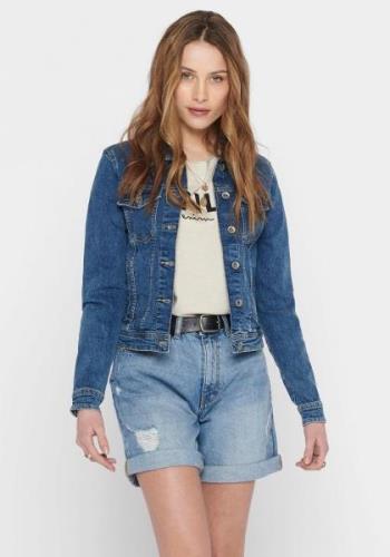 NU 25% KORTING: Only Jeansjack Tia in lichte used-wassing met stretch