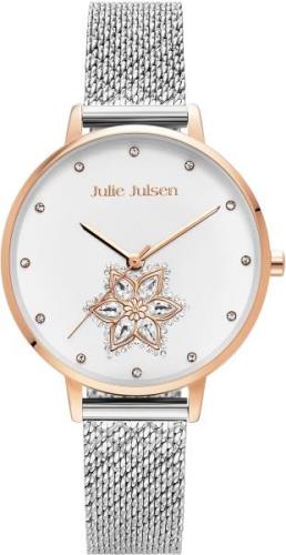 Julie Julsen Kwartshorloge Drop Flower Rosé Silver, JJW1174RGSME