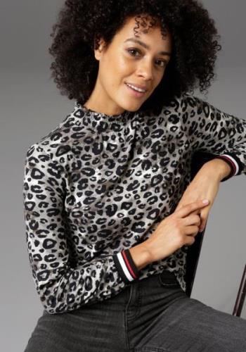 Aniston CASUAL Shirt met lange mouwen met trendy animal-print en gestr...