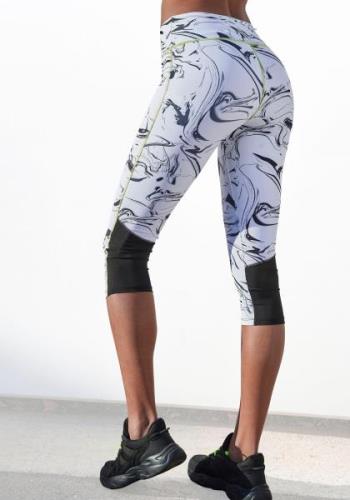 active by Lascana Caprilegging White Marble met mesh-inzetten