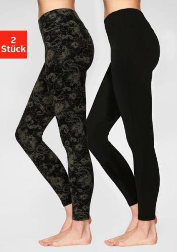 H.I.S Legging gedessineerd en uni (Set van 2)