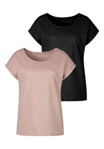 NU 20% KORTING: Vivance T-shirt met zilverkleurige glitterstippen (Set...