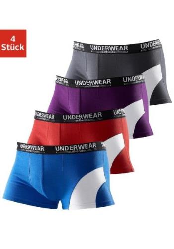 AUTHENTIC UNDERWEAR Boxershort met een contrastkleurige inzet (set, 4 ...