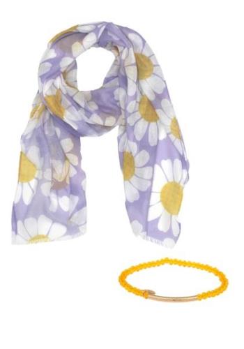 leslii Modieuze sjaal Met bloemenprint