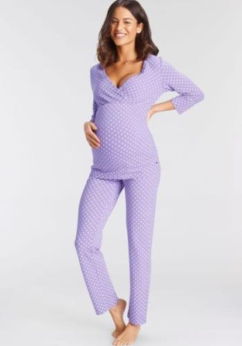 Lascana Zwangerschapspyjama in wikkel-look met een stippenmotief (2-de...