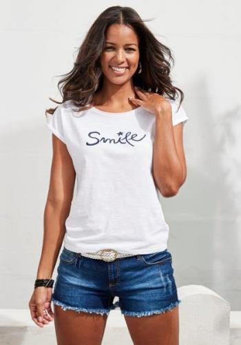 Beachtime T-shirt met modieuze frontprint 'smile'