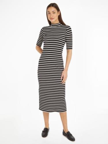 NU 20% KORTING: Tommy Hilfiger Jerseyjurk SLIM 5X2 RIB STRIPE MIDI DRS...