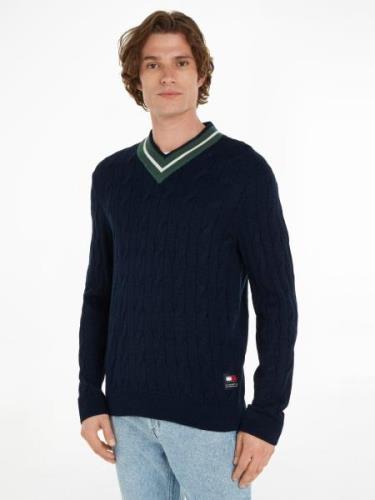 TOMMY JEANS Gebreide trui TJM REG V-NECK CABLE SWEATER