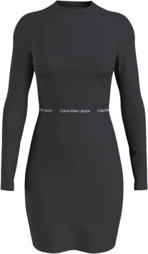 NU 20% KORTING: Calvin Klein Jerseyjurk LOGO ELASTIC MILANO LS DRESS