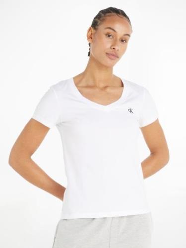 Calvin Klein Shirt met V-hals CK EMBROIDERY STRETCH V-NECK met klein c...
