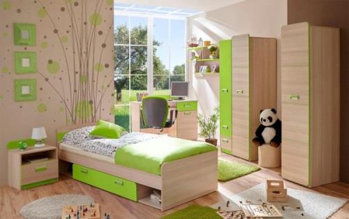 Ticaa Tienerkamerset Lori Bed + kast + bureau + staand rek + wandrek +...