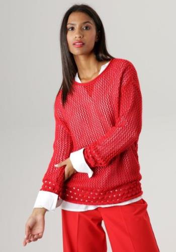 Aniston SELECTED Gebreide trui in net-look - nieuwe collectie
