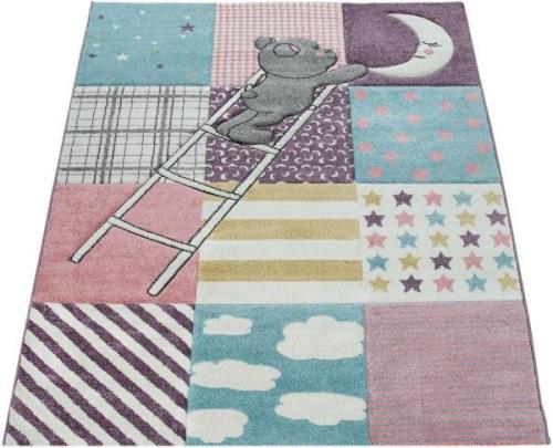 Paco Home Kindervloerkleed Ela 399 3d-design, patchworkpatroon, motief...