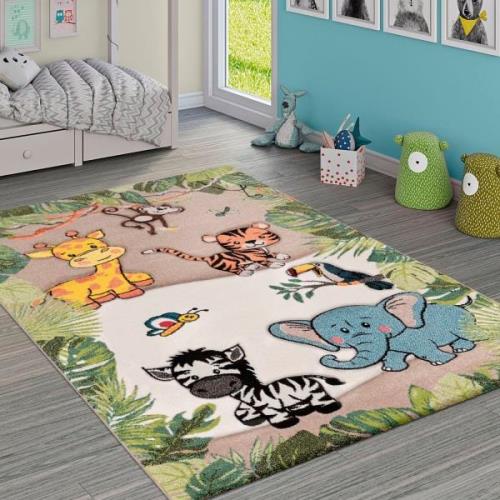 Paco Home Kindervloerkleed Diamond 644 3d-design, motief jungle dieren...