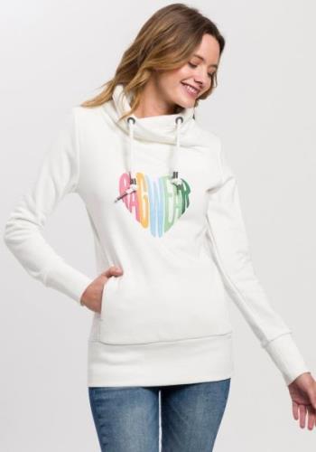 Ragwear Sweater NESKA LOVE O met asymmetrische sjaalkraag in rainbow p...