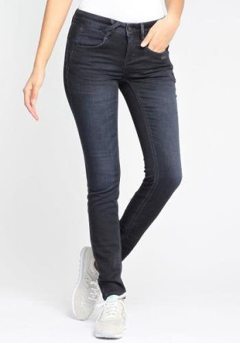 GANG Skinny fit jeans 94Nele met gekruiste riemlussen aan de voorkant ...