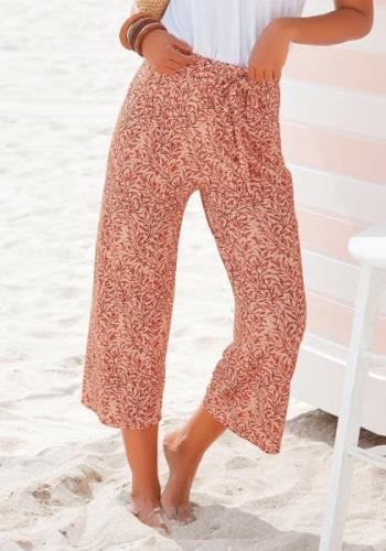 Beachtime Culotte met bladprint en striklint, luchtige lichtgewicht zo...