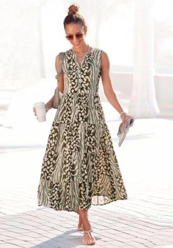 NU 20% KORTING: Lascana Maxi-jurk met animal print en knoopsluiting, z...