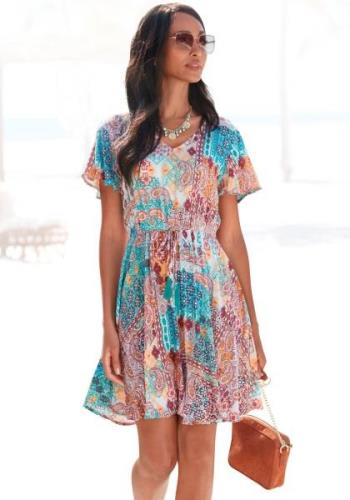 Lascana Gedessineerde jurk gemaakt van crêpe viscose, kleurrijke zomer...