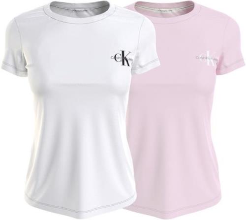 Calvin Klein Shirt met ronde hals 2-PACK MONOLOGO SLIM TEE met calvin ...