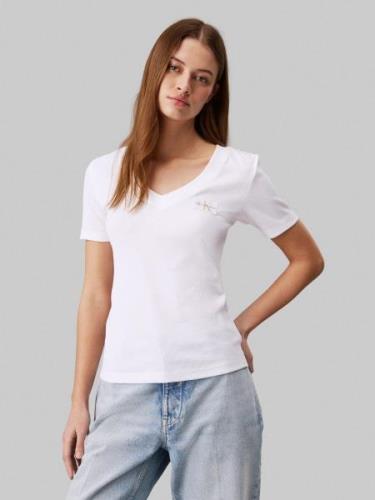 NU 20% KORTING: Calvin Klein T-shirt WOVEN LABEL RIB V-NECK TEE