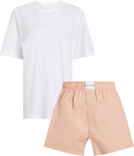 NU 20% KORTING: Calvin Klein Pyjama S/S SHORT SET met logoborduursel o...