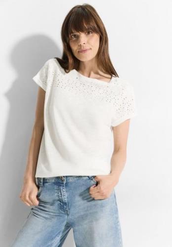 NU 20% KORTING: Cecil Shirt met korte mouwen met broderie anglaise